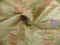 100%SILK CHINOISERY "Carnation"GOLD PEONY BASKET VASE GREEN PURP
