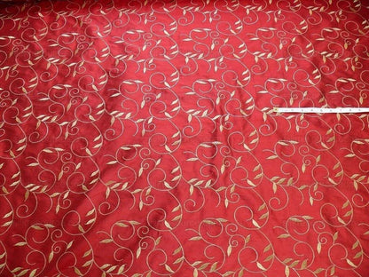 Kravet Embroidery Silk Gold Leaf On Burgundy Red Y R$99