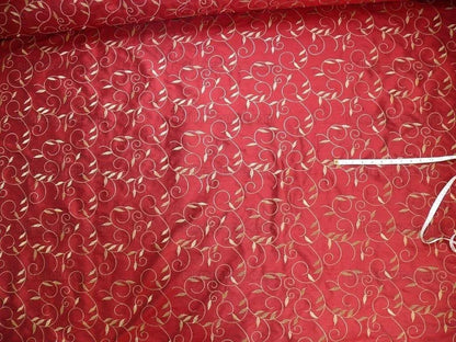 Kravet Embroidery Silk Gold Leaf On Burgundy Red Y R$99