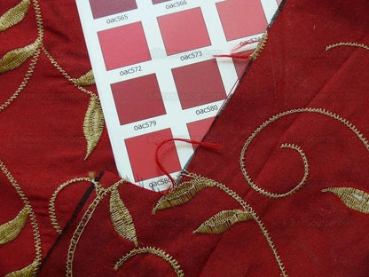 Kravet Embroidery Silk Gold Leaf On Burgundy Red Y R$99