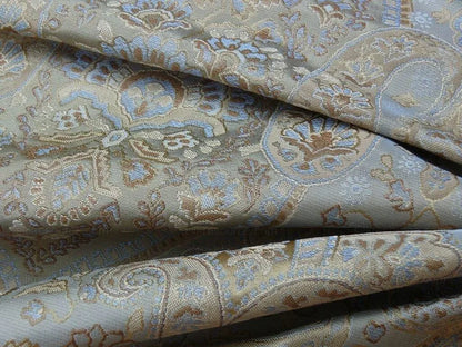 100%SILK LAMPAS PETITE CASHMERE PAISLEY "WHISKEY"