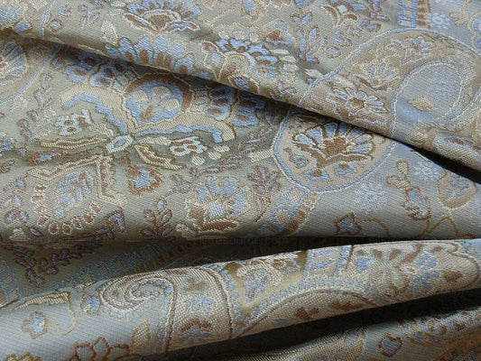 100%SILK LAMPAS PETITE CASHMERE PAISLEY "WHISKEY"