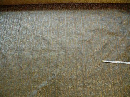 Hiend Silk Lampas Mini Paisley Stripe Slate Blue Bronze (216sage