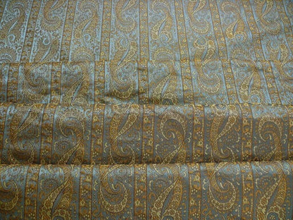 Hiend Silk Lampas Mini Paisley Stripe Slate Blue Bronze (216sage