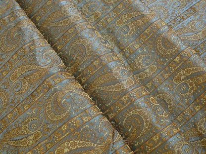 Hiend Silk Lampas Mini Paisley Stripe Slate Blue Bronze (216sage