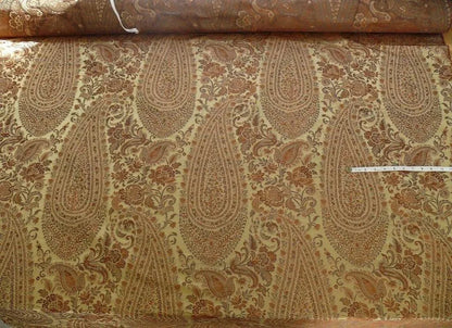 Bty Fab 100% Silk Lampas Cashmere Paisley "java" Brown MSRP USD200+/yard