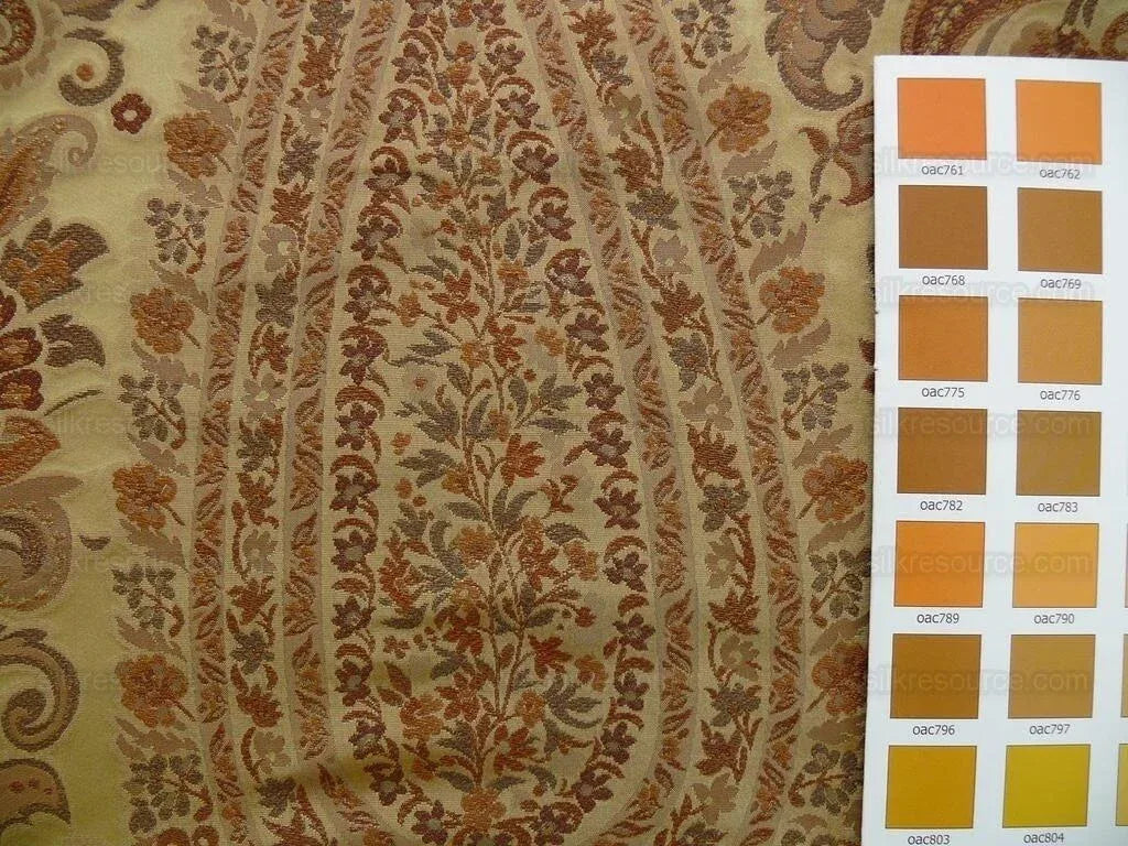 Bty Fab 100% Silk Lampas Cashmere Paisley "java" Brown MSRP USD200+/yard