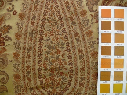 Bty Fab 100% Silk Lampas Cashmere Paisley "java" Brown MSRP USD200+/yard