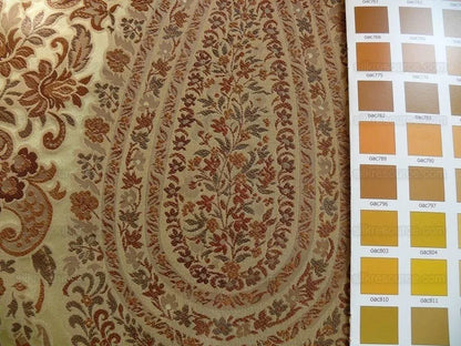 Bty Fab 100% Silk Lampas Cashmere Paisley "java" Brown MSRP USD200+/yard