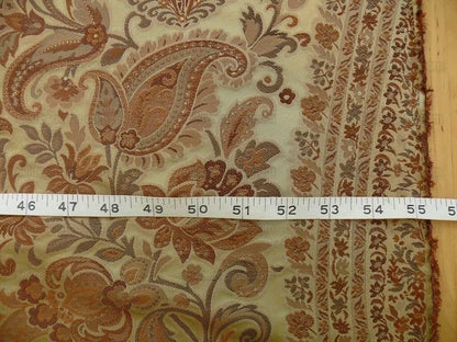 Bty Fab 100% Silk Lampas Cashmere Paisley "java" Brown MSRP USD200+/yard