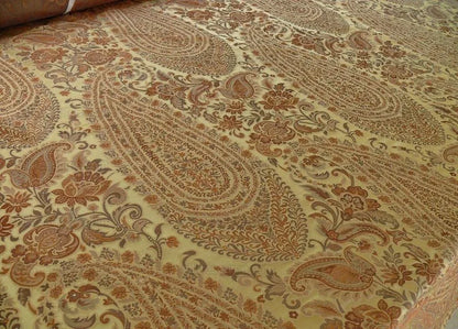 Bty Fab 100% Silk Lampas Cashmere Paisley "java" Brown MSRP USD200+/yard