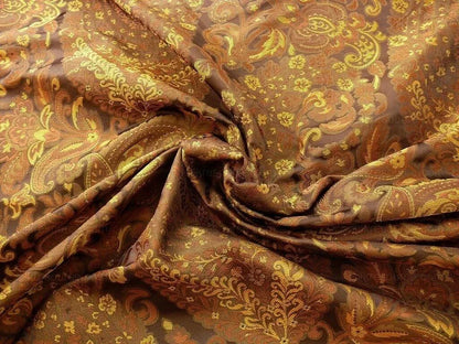 By Yard Hiend 100% Silk Lampas Cashmere Paisley "coffee" MSRP USD200+/yard