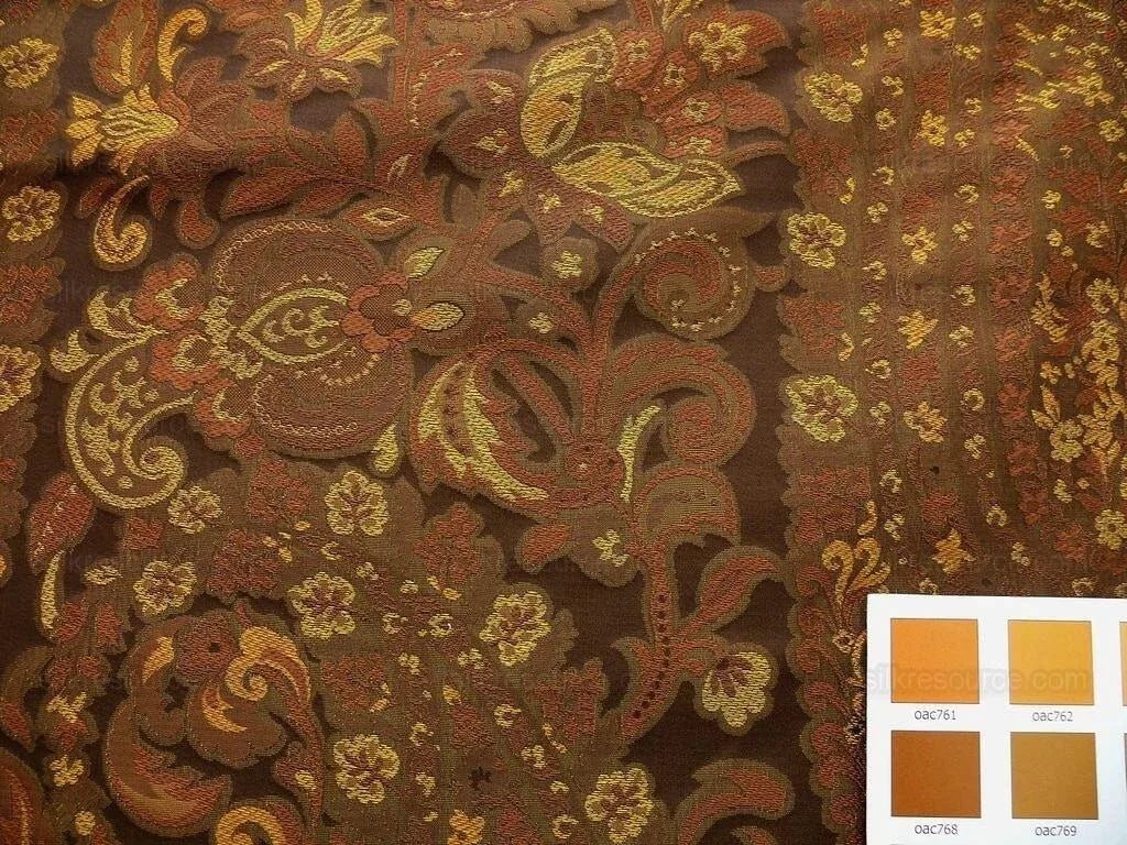By Yard Hiend 100% Silk Lampas Cashmere Paisley "coffee" MSRP USD200+/yard