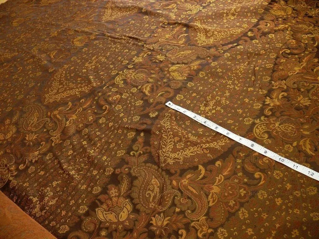 By Yard Hiend 100% Silk Lampas Cashmere Paisley "coffee" MSRP USD200+/yard