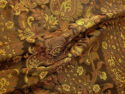 By Yard Hiend 100% Silk Lampas Cashmere Paisley "coffee" MSRP USD200+/yard