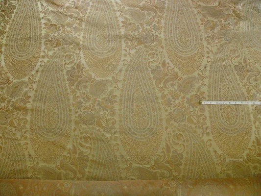 By Yard Fab 100% Silk Lampas Cashmere Paisley "flax" Ivory MSRP USD200+/yard
