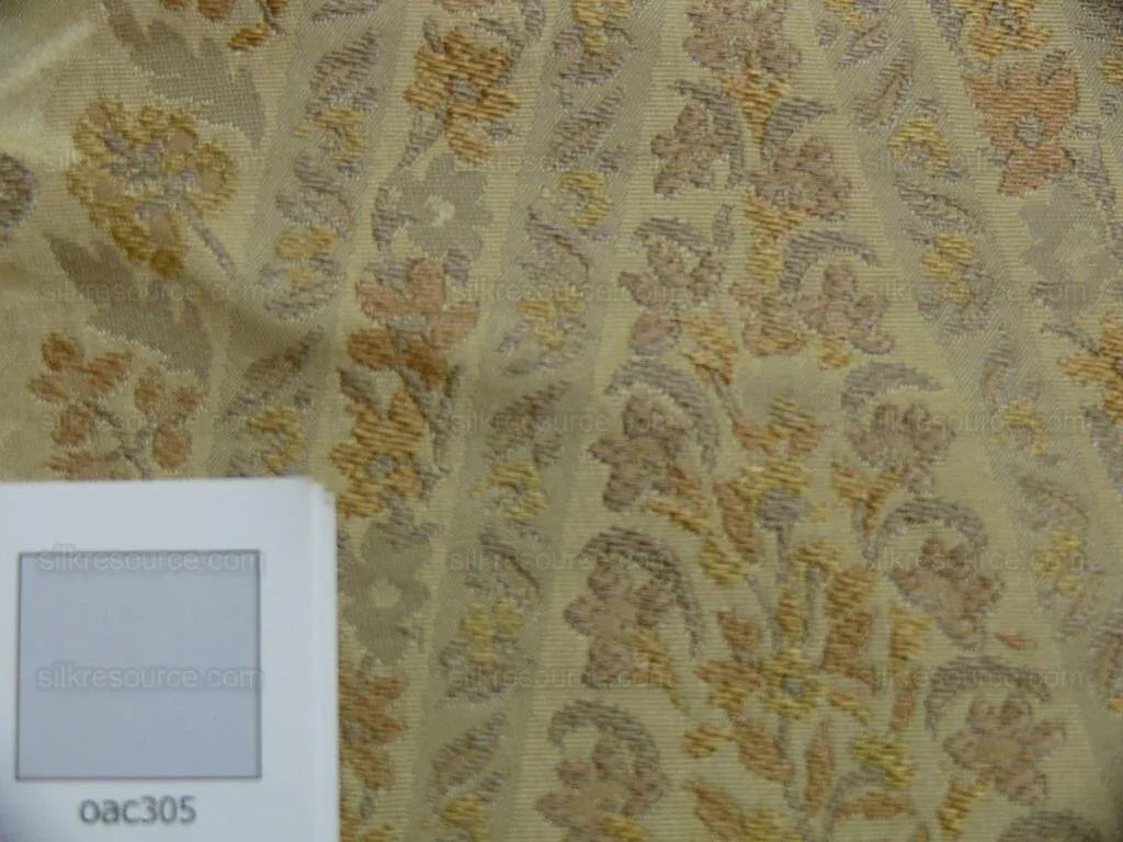 By Yard Fab 100% Silk Lampas Cashmere Paisley "flax" Ivory MSRP USD200+/yard