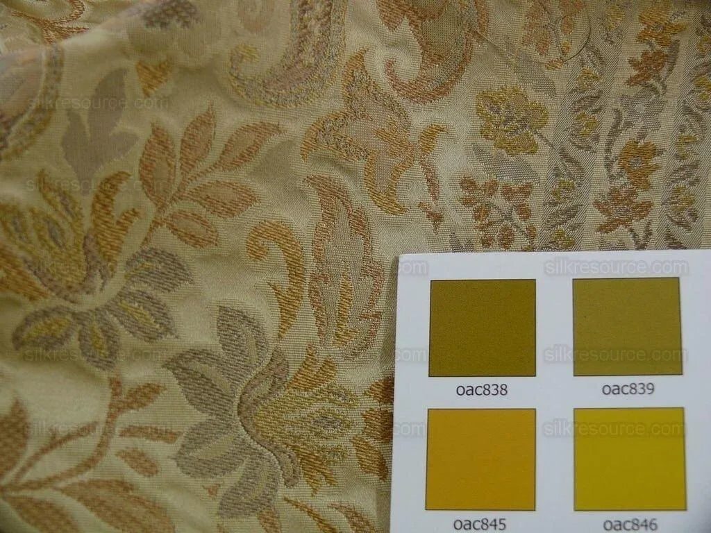 By Yard Fab 100% Silk Lampas Cashmere Paisley "flax" Ivory MSRP USD200+/yard