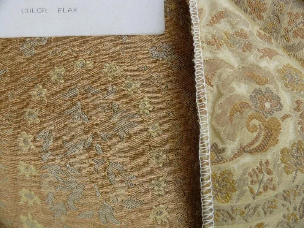 By Yard Fab 100% Silk Lampas Cashmere Paisley "flax" Ivory MSRP USD200+/yard