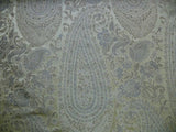 BTY FAB 100% SILK LAMPAS CASHMERE PAISLEY "PEWTER" SILVER