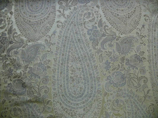Bty Fab 100% Silk Lampas Cashmere Paisley "pewter" Silver MSRP USD200+/yard