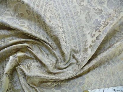 Bty Fab 100% Silk Lampas Cashmere Paisley "pewter" Silver MSRP USD200+/yard