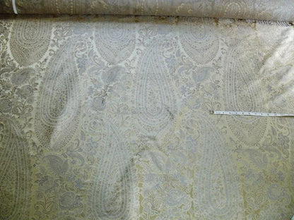 Bty Fab 100% Silk Lampas Cashmere Paisley "pewter" Silver MSRP USD200+/yard