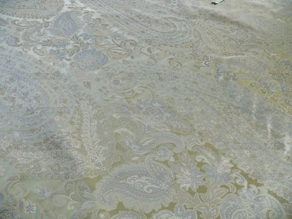 Bty Fab 100% Silk Lampas Cashmere Paisley "pewter" Silver MSRP USD200+/yard