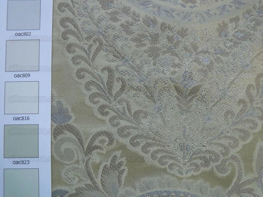 Bty Fab 100% Silk Lampas Cashmere Paisley "pewter" Silver MSRP USD200+/yard