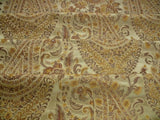 BTY FAB 100% SILK LAMPAS CASHMERE PAISLEY "STRAW" GOLD