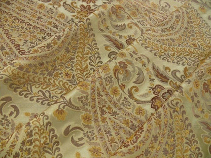 Bty Fab 100% Silk Lampas Cashmere Paisley "straw" Gold MSRP USD200+/yard