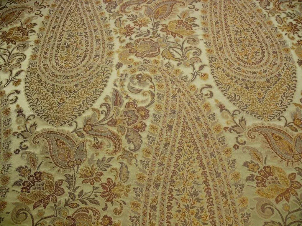 Bty Fab 100% Silk Lampas Cashmere Paisley "straw" Gold MSRP USD200+/yard