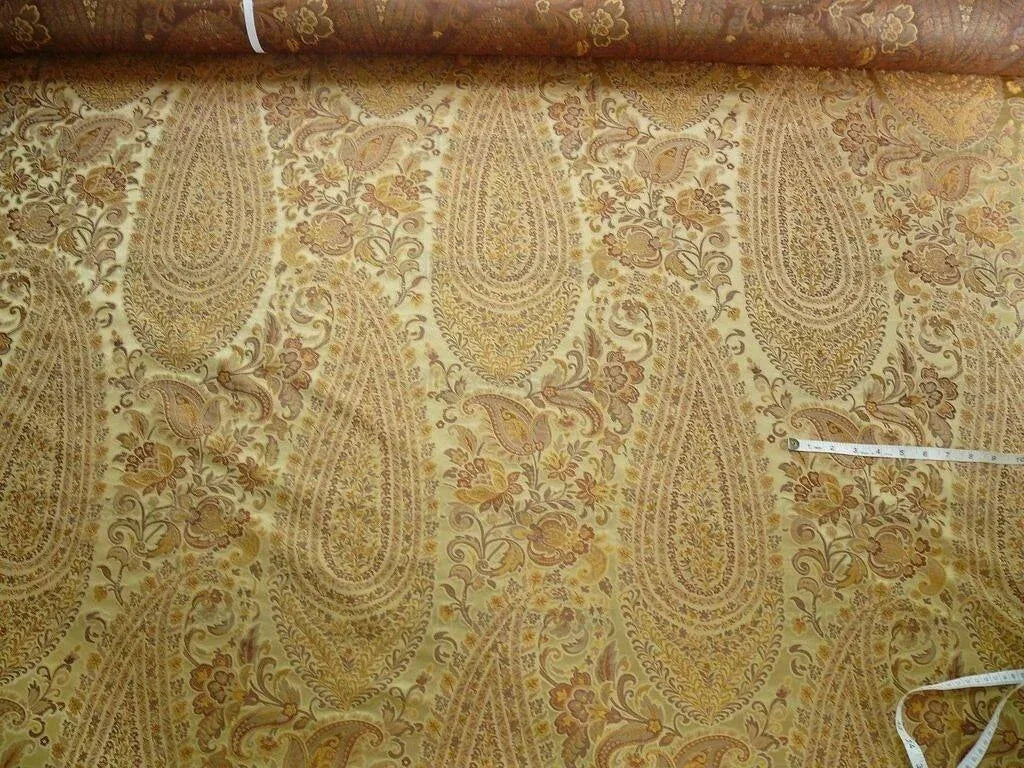 Bty Fab 100% Silk Lampas Cashmere Paisley "straw" Gold MSRP USD200+/yard