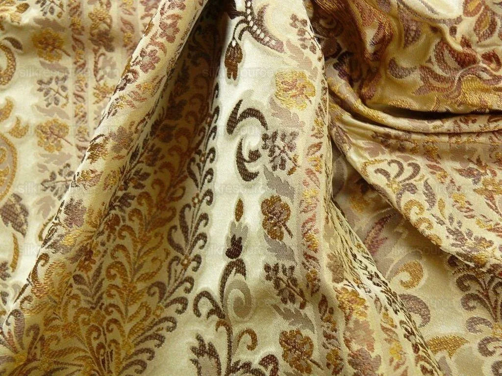 Bty Fab 100% Silk Lampas Cashmere Paisley "straw" Gold MSRP USD200+/yard