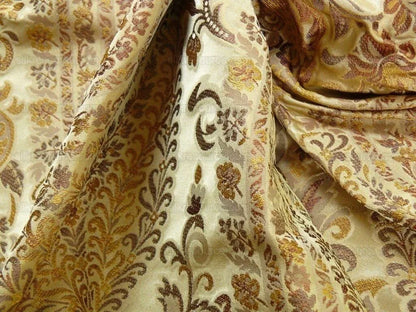 Bty Fab 100% Silk Lampas Cashmere Paisley "straw" Gold MSRP USD200+/yard