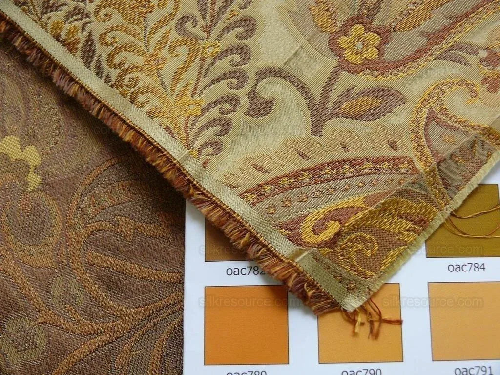 Bty Fab 100% Silk Lampas Cashmere Paisley "straw" Gold MSRP USD200+/yard