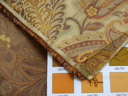 Bty Fab 100% Silk Lampas Cashmere Paisley "straw" Gold MSRP USD200+/yard