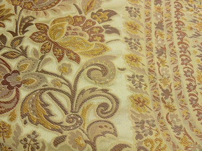 Bty Fab 100% Silk Lampas Cashmere Paisley "straw" Gold MSRP USD200+/yard