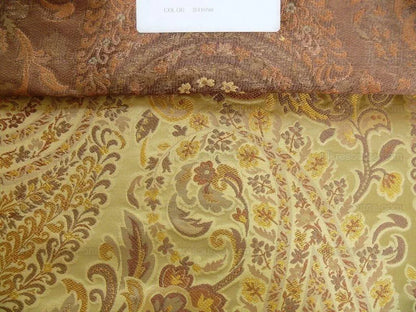 Bty Fab 100% Silk Lampas Cashmere Paisley "straw" Gold MSRP USD200+/yard