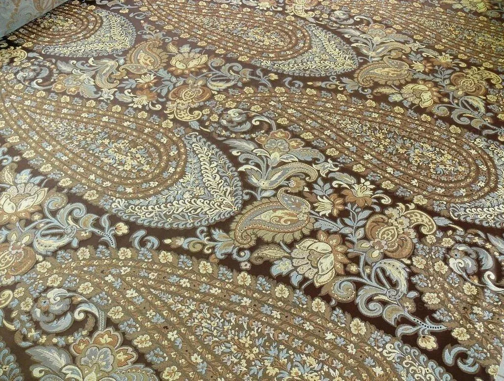 Bty Fab 100% Silk Lampas Cashmere Paisley "sumatra" Brown MSRP USD200+/yard