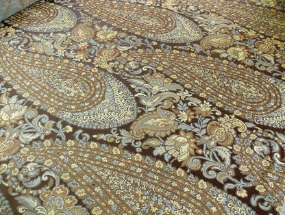 Bty Fab 100% Silk Lampas Cashmere Paisley "sumatra" Brown MSRP USD200+/yard