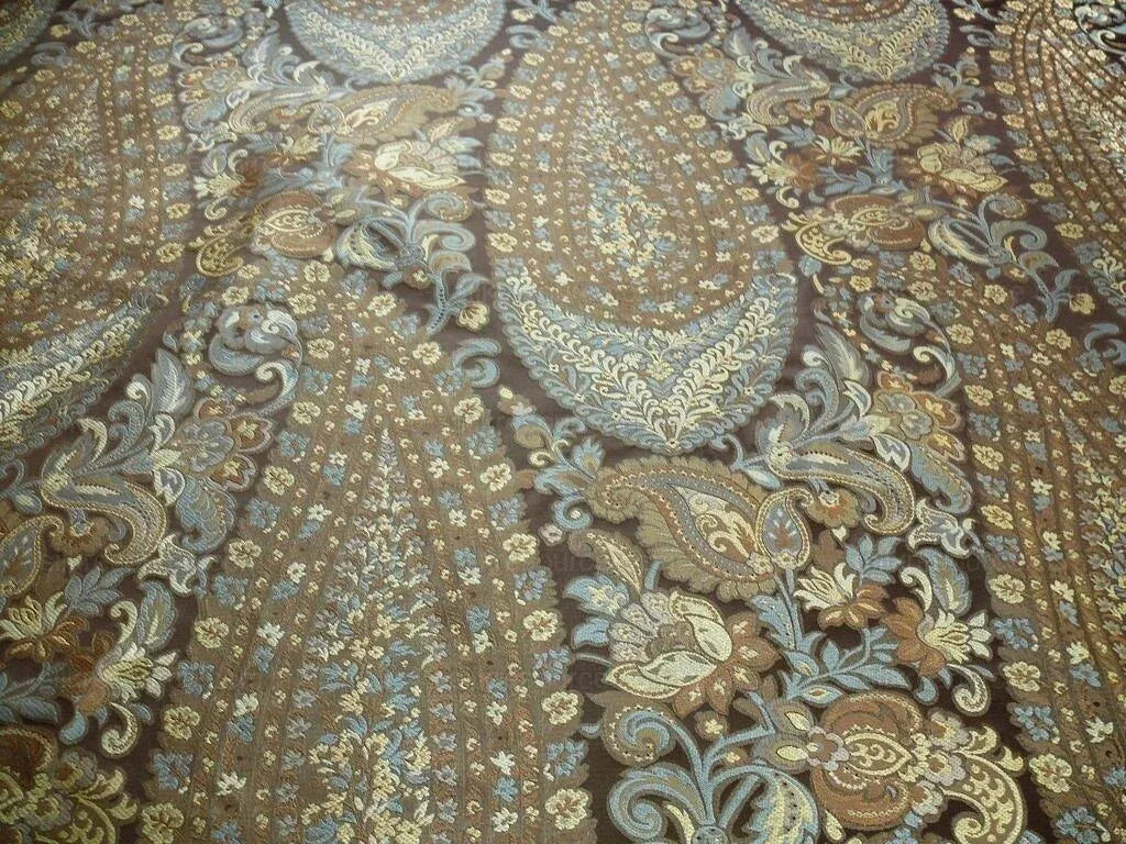 Bty Fab 100% Silk Lampas Cashmere Paisley "sumatra" Brown MSRP USD200+/yard