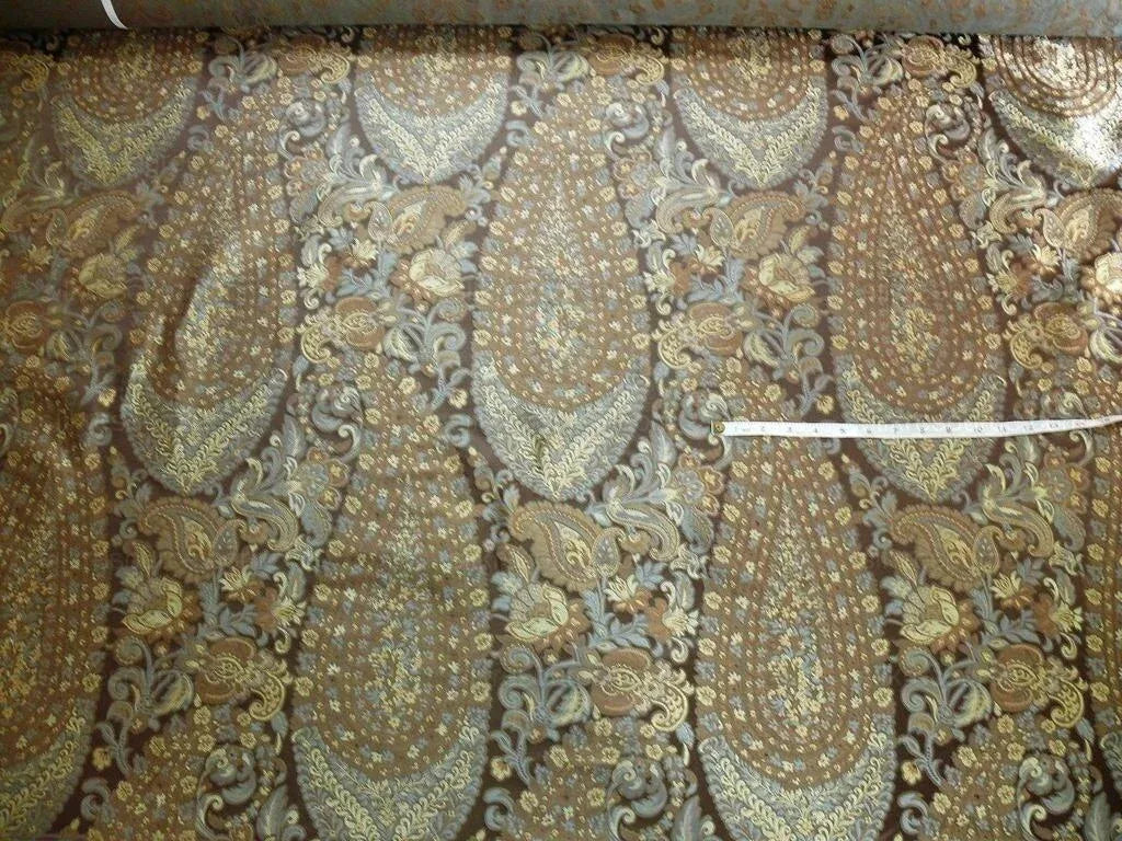Bty Fab 100% Silk Lampas Cashmere Paisley "sumatra" Brown MSRP USD200+/yard