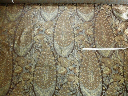 Bty Fab 100% Silk Lampas Cashmere Paisley "sumatra" Brown MSRP USD200+/yard