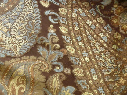 Bty Fab 100% Silk Lampas Cashmere Paisley "sumatra" Brown MSRP USD200+/yard