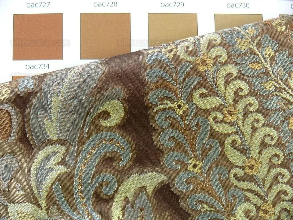 Bty Fab 100% Silk Lampas Cashmere Paisley "sumatra" Brown MSRP USD200+/yard
