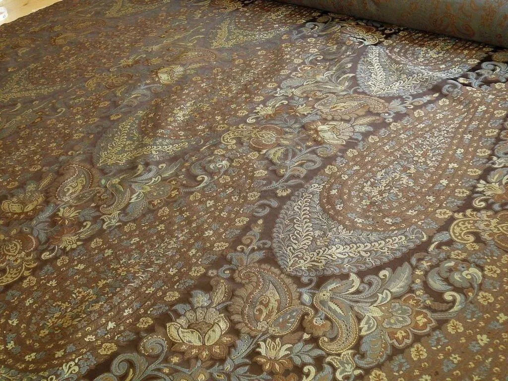 Bty Fab 100% Silk Lampas Cashmere Paisley "sumatra" Brown MSRP USD200+/yard
