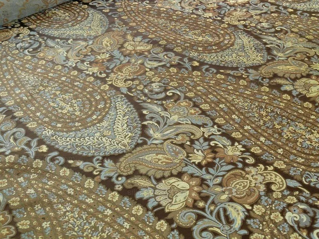 Bty Fab 100% Silk Lampas Cashmere Paisley "sumatra" Brown MSRP USD200+/yard