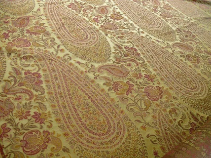 BY YD FAB 100% SILK LAMPAS CASHMERE PAISLEY "CLARET" RED PINK