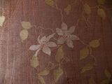 High End 100% Silk Lampas Deco Vine Flower "coffee" Brown White Green MSRP USD 360/y